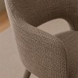 Hazel Dining Armchair - Set of 2 - Curved Back - Taupe - Fabric and Metal