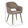 Hazel Dining Armchair - Set of 2 - Curved Back - Taupe - Fabric and Metal