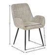 Barley Dining Armchair - Set of 2 - Cream Chenille and Black - Fabric and Metal