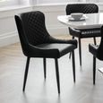 Luxe Dining Chair - Set of 2 - Curved Back - Black - Faux Leather and Metal