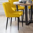 Luxe Dining Chair - Set of 2 - Curved Back - Mustard Velvet and Black - Fabric and Metal