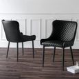 Luxe Dining Chair - Set of 2 - Curved Back - Black - Faux Leather and Metal