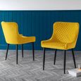 Luxe Dining Chair - Set of 2 - Curved Back - Mustard Velvet and Black - Fabric and Metal