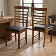 Hanover Dining Chair - Set of 2 - Ladder Back - Brown and Black - Dark Oak and Faux Leather