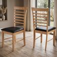 Hanover Dining Chair - Set of 2 - Ladder Back - Natural and Black - Light Oak and Faux Leather