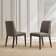 Jupiter Dining Chair - Set of 2 - Grey and Brown - Faux Leather and Wooden