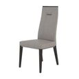 Heritage Dining Chair - Set of 2 - High Back - Dark Velvet Birch High Gloss and Grey - Faux Leather and Wooden