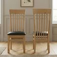 Treviso Dining Chair - Set of 2 - Slatted Back - Oak and Faux Leather