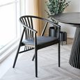 Agustin Dining Armchair - Set of 2 - Curved Back - Black - Faux Leather and Oak