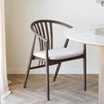 Agustin Dining Armchair - Set of 2 - Curved Back - Smoked and Sand - Fabric and Oak