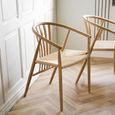 Agustin Dining Armchair - Set of 2 - Curved Back - Wicker Seat - Natural - Oak