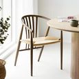 Agustin Dining Armchair - Set of 2 - Curved Back - Wicker Seat - Smoked - Oak