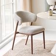 Cavi Dining Chair - Set of 2 - Curved Back - Light Brown and Dark Brown - Fabric and Wood