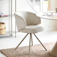 Fulham Swivel Dining Chair - Set of 2 - Curved Back - Sand - Fabric and Metal