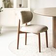 Isola Dining Chair - Set of 2 - Curved Back - Light Brown and Dark Brown - Fabric and Wood