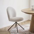 Lana Swivel Dining Chair - Set of 2 - Cream and Grey - Fabric and Metal