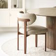 Recco Dining Chair - Set of 2 - Curved Back - Light Brown and Dark Brown - Fabric and Wood