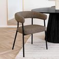 Trivio Dining Armchair - Set of 2 - Curved Back - Brown and Black - Fabric and Metal