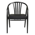 Agustin Dining Armchair - Set of 2 - Curved Back - Black - Faux Leather and Oak