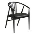 Agustin Dining Armchair - Set of 2 - Curved Back - Black - Faux Leather and Oak