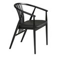 Agustin Dining Armchair - Set of 2 - Curved Back - Black - Faux Leather and Oak