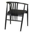Agustin Dining Armchair - Set of 2 - Curved Back - Black - Faux Leather and Oak