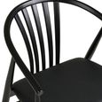 Agustin Dining Armchair - Set of 2 - Curved Back - Black - Faux Leather and Oak