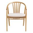 Agustin Dining Armchair - Set of 2 - Curved Back - Natural and Sand - Fabric and Oak