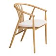 Agustin Dining Armchair - Set of 2 - Curved Back - Natural and Sand - Fabric and Oak