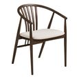 Agustin Dining Armchair - Set of 2 - Curved Back - Smoked and Sand - Fabric and Oak