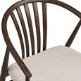 Agustin Dining Armchair - Set of 2 - Curved Back - Smoked and Sand - Fabric and Oak