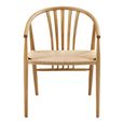 Agustin Dining Armchair - Set of 2 - Curved Back - Wicker Seat - Natural - Oak