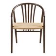Agustin Dining Armchair - Set of 2 - Curved Back - Wicker Seat - Smoked - Oak