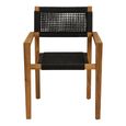 Anzio Dining Armchair - Set of 2 - Natural and Black - Rope and Acacia Wood
