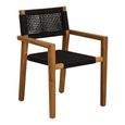 Anzio Dining Armchair - Set of 2 - Natural and Black - Rope and Acacia Wood