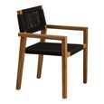Anzio Dining Armchair - Set of 2 - Natural and Black - Rope and Acacia Wood