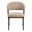 Cavi Dining Chair - Set of 2 - Curved Back - Light Brown and Dark Brown - Fabric and Wood
