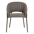 Costa Dining Armchair - Set of 2 - Curved Back - Dark Grey and Black - Fabric and Metal