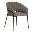 Costa Dining Armchair - Set of 2 - Curved Back - Dark Grey and Black - Fabric and Metal