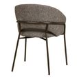 Costa Dining Armchair - Set of 2 - Curved Back - Dark Grey and Black - Fabric and Metal