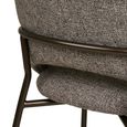 Costa Dining Armchair - Set of 2 - Curved Back - Dark Grey and Black - Fabric and Metal