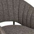 Costa Dining Armchair - Set of 2 - Curved Back - Dark Grey and Black - Fabric and Metal