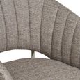 Costa Dining Armchair - Set of 2 - Curved Back - Light Grey and Chrome - Fabric and Metal