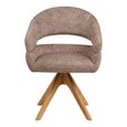 Dover Swivel Dining Armchair - Set of 2 - Curved Back - Brown and Natural - Fabric and Oak