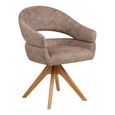 Dover Swivel Dining Armchair - Set of 2 - Curved Back - Brown and Natural - Fabric and Oak
