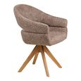 Dover Swivel Dining Armchair - Set of 2 - Curved Back - Brown and Natural - Fabric and Oak