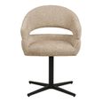 Dover Swivel Dining Armchair - Set of 2 - Curved Back - Sand and Black - Fabric and Metal