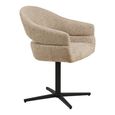 Dover Swivel Dining Armchair - Set of 2 - Curved Back - Sand and Black - Fabric and Metal