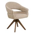 Dover Swivel Dining Armchair - Set of 2 - Curved Back - Sand and Brown - Fabric and Oak
