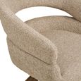 Dover Swivel Dining Armchair - Set of 2 - Curved Back - Sand and Brown - Fabric and Oak